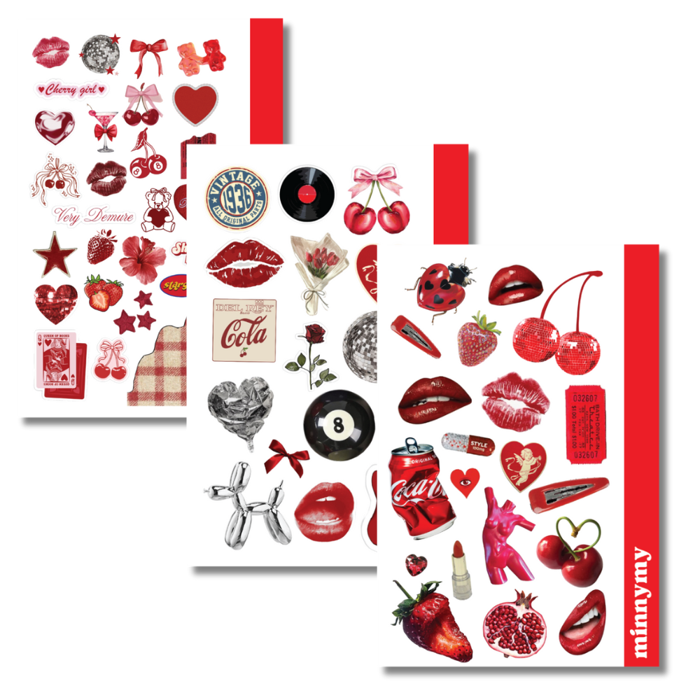 3'lü Red Collection Vintage Sticker, Çıkartma