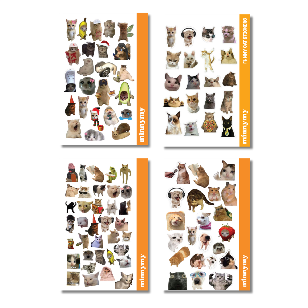 4 lü Funny Cat Sticker, Etiket