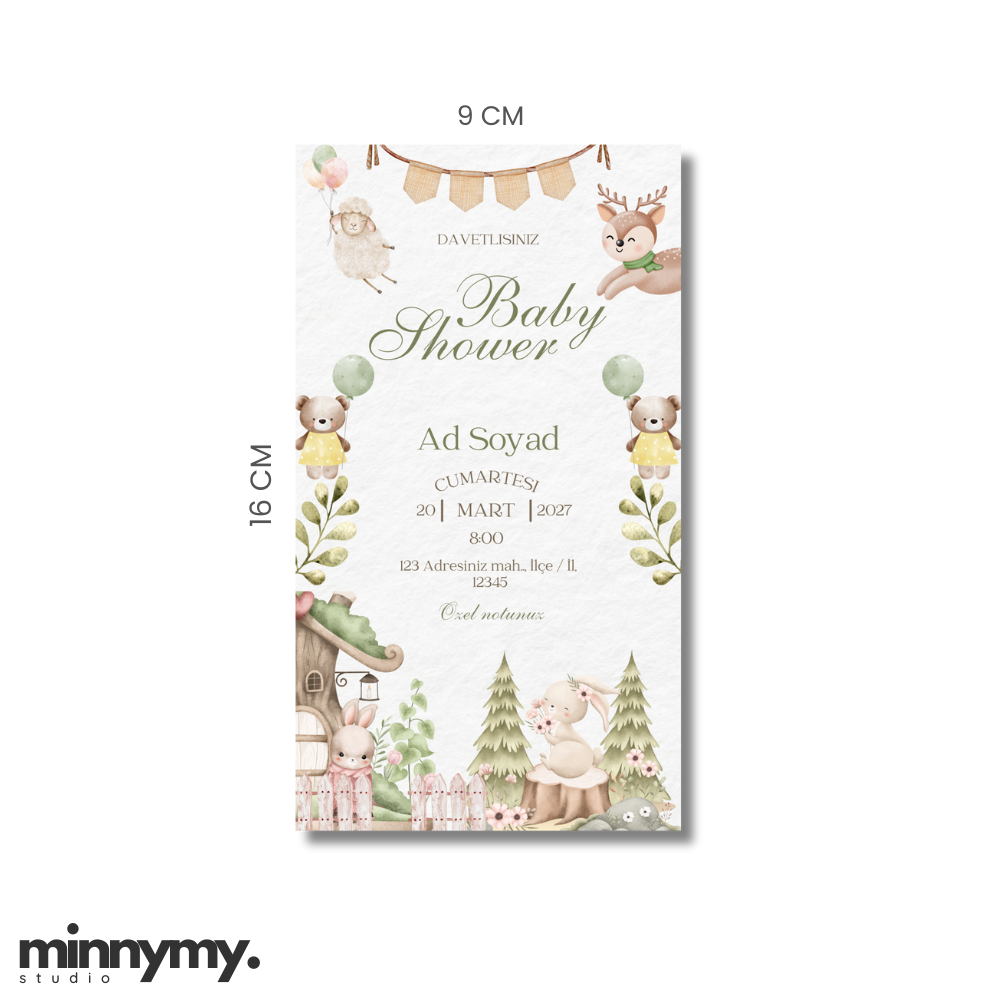 Baby Shower Davetiye 15 Adet