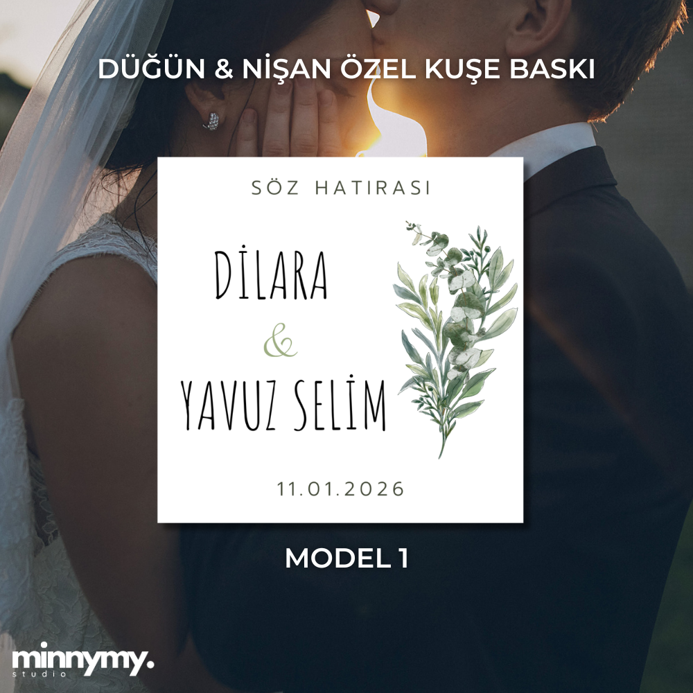 Düğün & Nişan Etiket Kuşe Kare Sticker