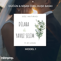 Düğün & Nişan Etiket Kuşe Kare Sticker