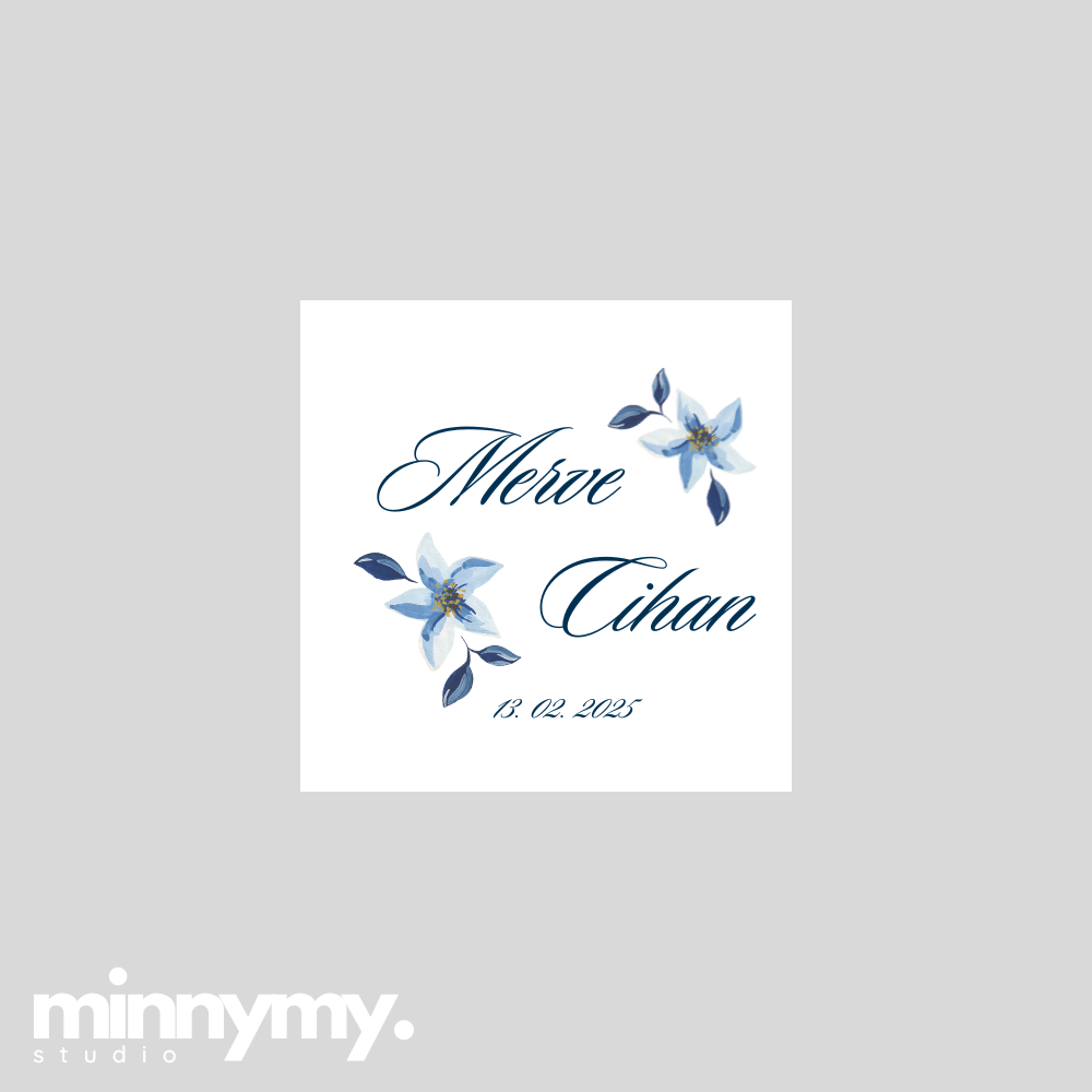 Düğün & Nişan Etiket 72 Adet Kuşe 3,5 CM X 3,5 CM