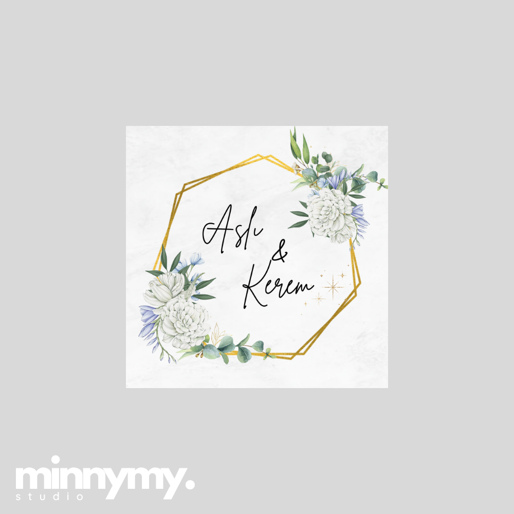 Düğün & Nişan Etiket 72 Adet Kuşe 3,5 CM X 3,5 CM