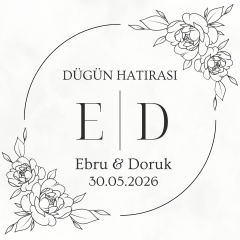 Düğün & Nişan Etiket 72 Adet Kuşe 3,5 CM X 3,5 CM