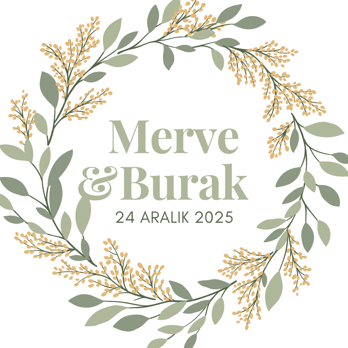 Düğün & Nişan Etiket 72 Adet Kuşe 3,5 CM X 3,5 CM