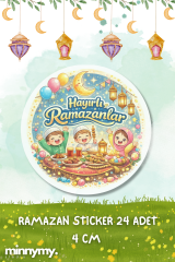 24 Adet Ramazan Sticker, Hayırlı Ramazanlar 4x4 Cm Kuşe Sticker