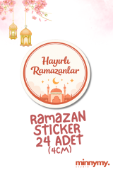 24 Adet Ramazan Sticker, Hayırlı Ramazanlar 4x4 Cm Kuşe Sticker