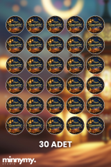 30 Adet Ramazan Sticker, Hayırlı Ramazanlar 3Cm Kuşe Sticker