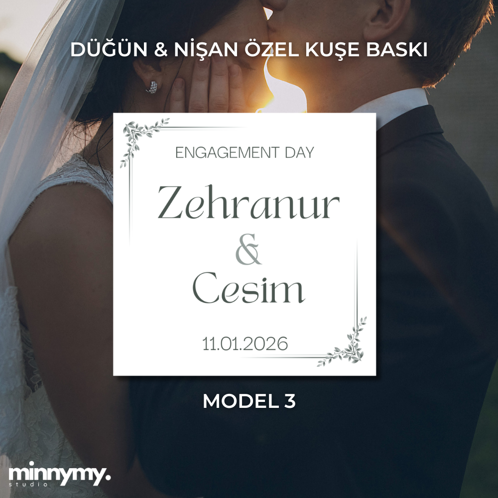 Düğün & Nişan Etiket Kuşe Kare Sticker