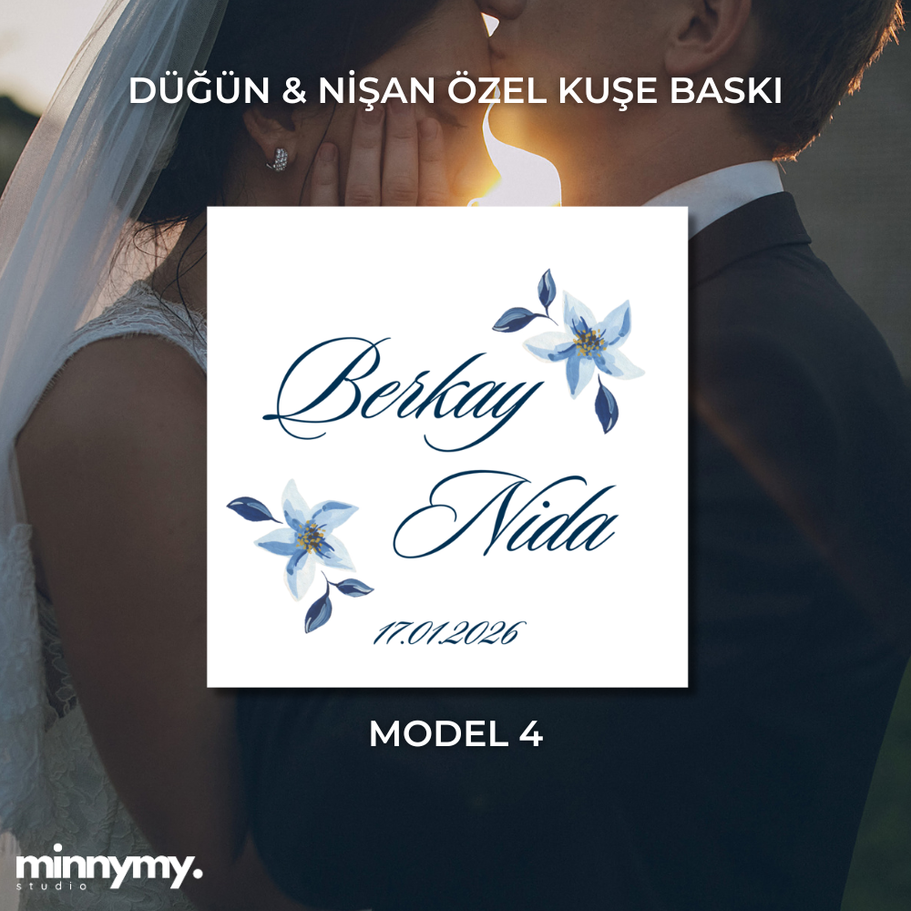 Düğün & Nişan Etiket Kuşe Kare Sticker