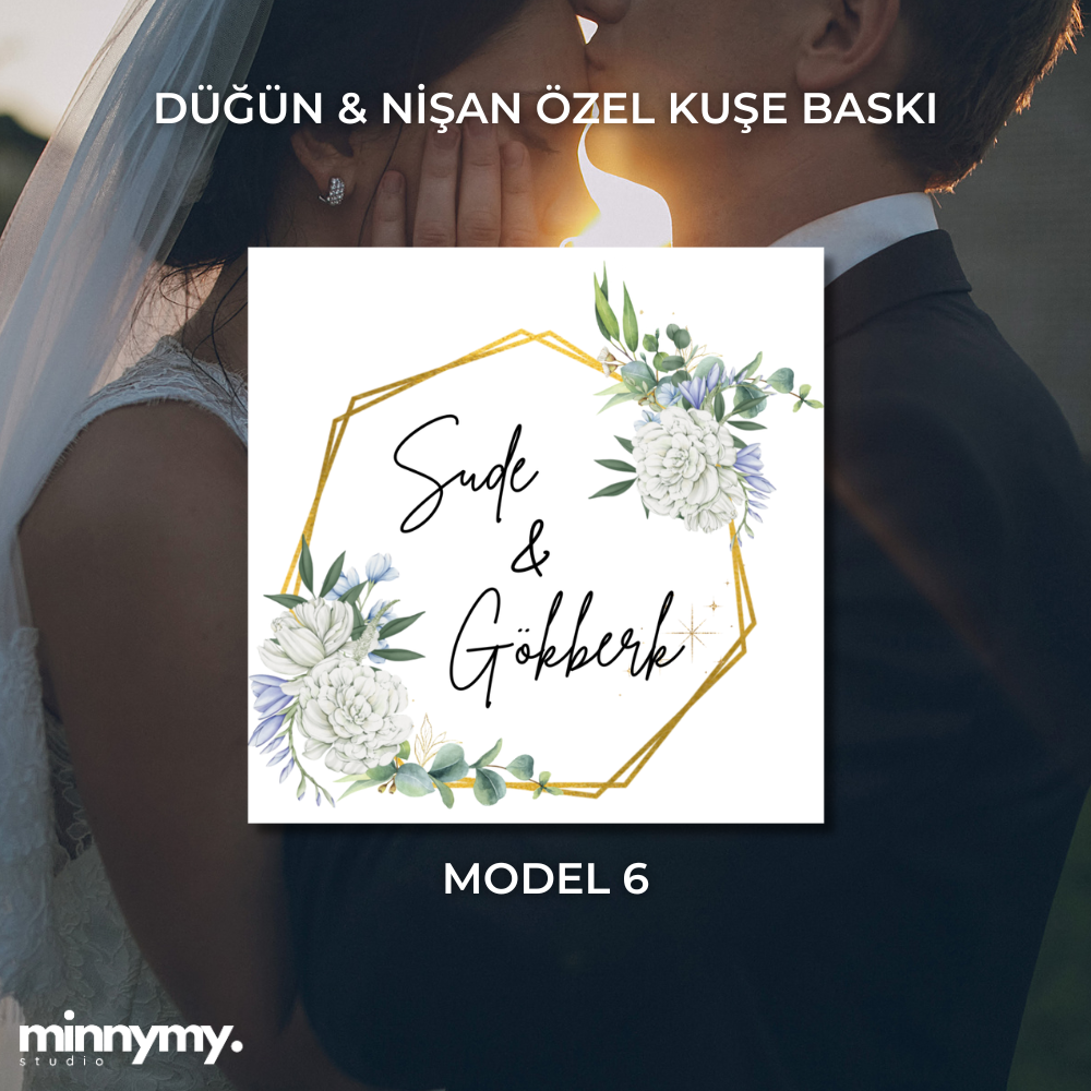 Düğün & Nişan Etiket Kuşe Kare Sticker