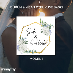 Düğün & Nişan Etiket Kuşe Kare Sticker