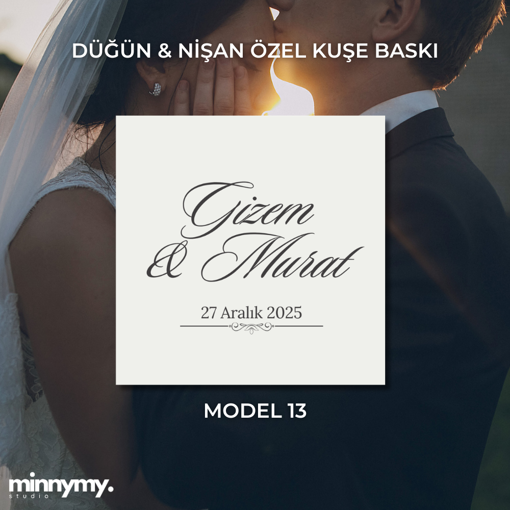 Düğün & Nişan Etiket Kuşe Kare Sticker