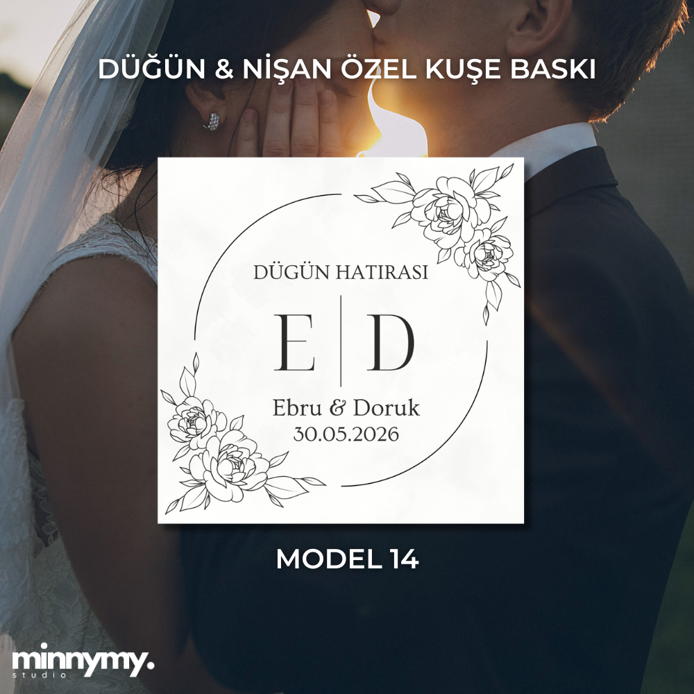 Düğün & Nişan Etiket Kuşe Kare Sticker