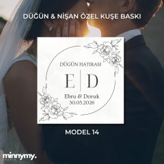 Düğün & Nişan Etiket Kuşe Kare Sticker