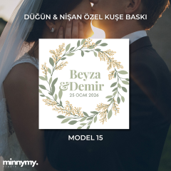 Düğün & Nişan Etiket Kuşe Kare Sticker