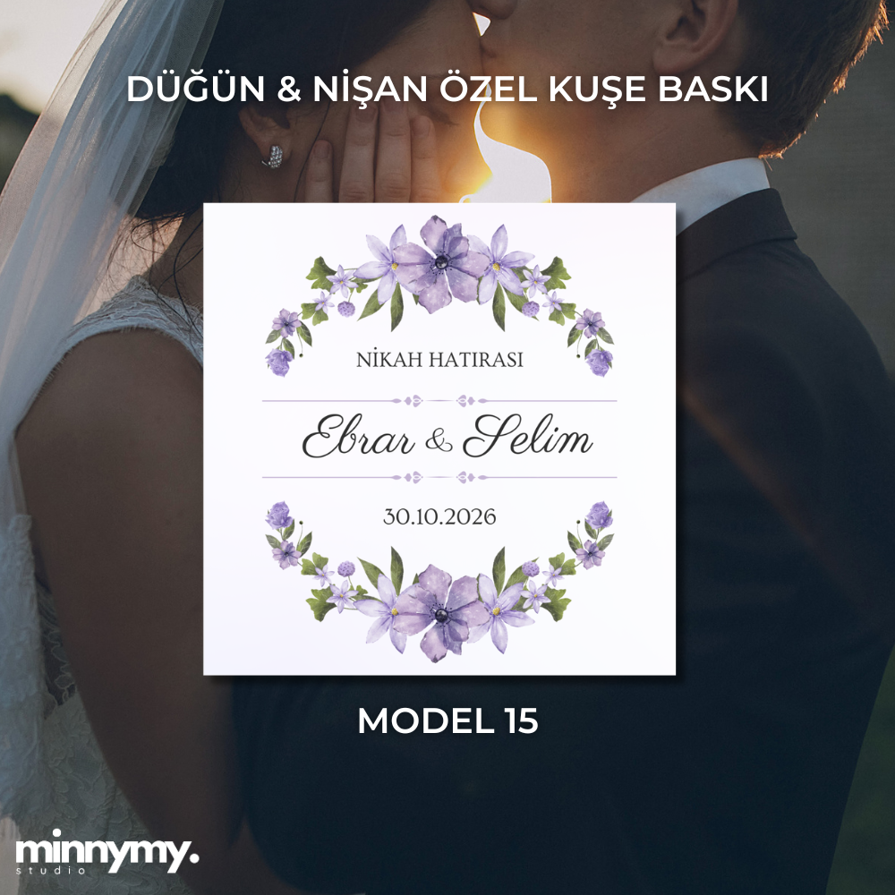 Düğün & Nişan Etiket Kuşe Kare Sticker
