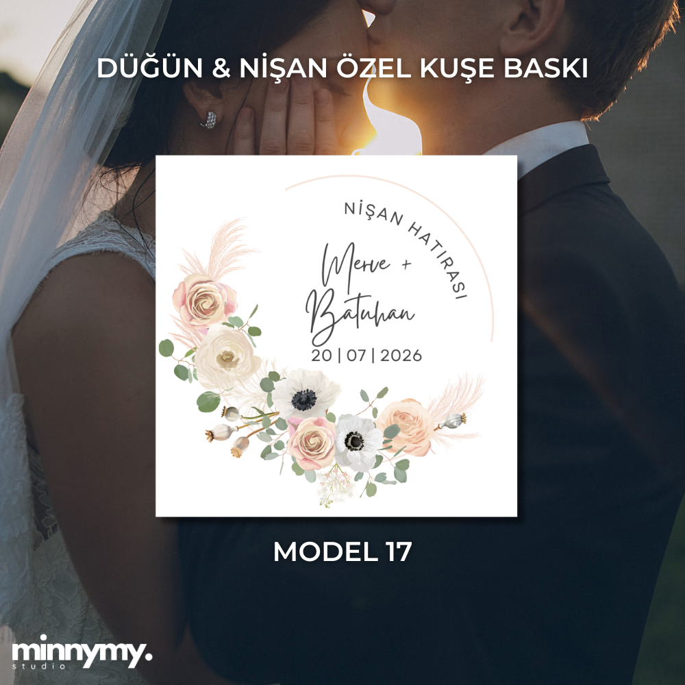 Düğün & Nişan Etiket Kuşe Kare Sticker
